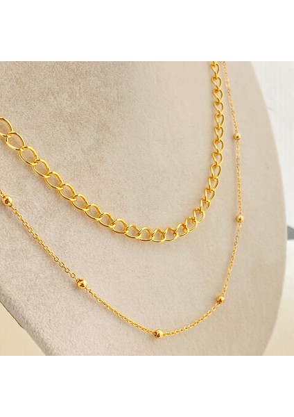 Ikili Kolye Kadın Dorika Kombin Kolye Gold fiyatları