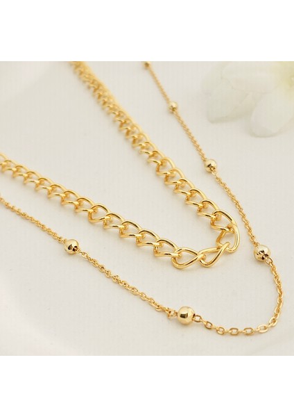 Ikili Kolye Kadın Dorika Kombin Kolye Gold indirimleri