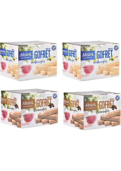 Gofret 800 gr Kakaolu ve Vanilyalı 4 Lü Karma Paket