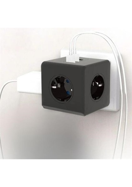 Buffer® Isıya Dayanıklı Termal Akım Korumalı ve Çocuk Korumalı 3 Priz Girişli 3 USB Girişli Küp Priz