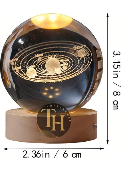 Dekoratif Işıklı Ahşap Standlı Gezegenler Cam Küre, USB Kablolu Hediyelik fiyatları