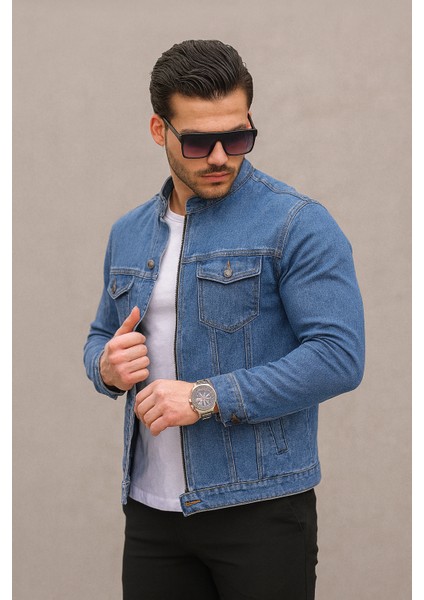 Mavi Renk Fermuarlı Erkek Kot Ceket fırsatları