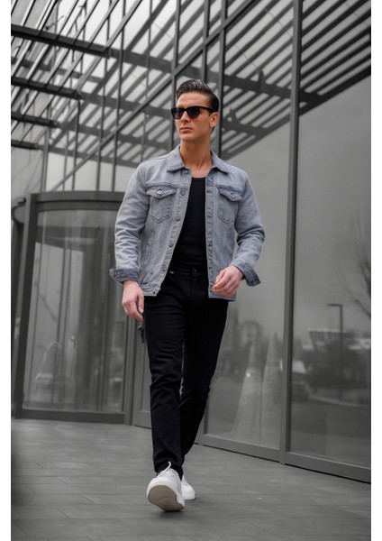 Gri Renk Eskitme Kot Ceket fiyatları