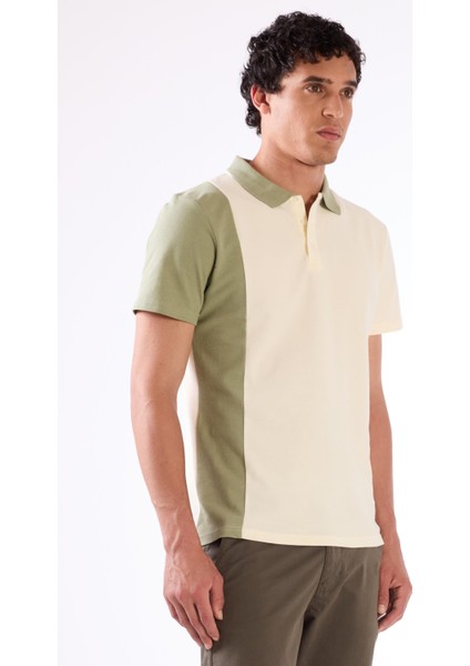 Yeşil Erkek Slim Fit Desenli Polo Yaka T-shirt