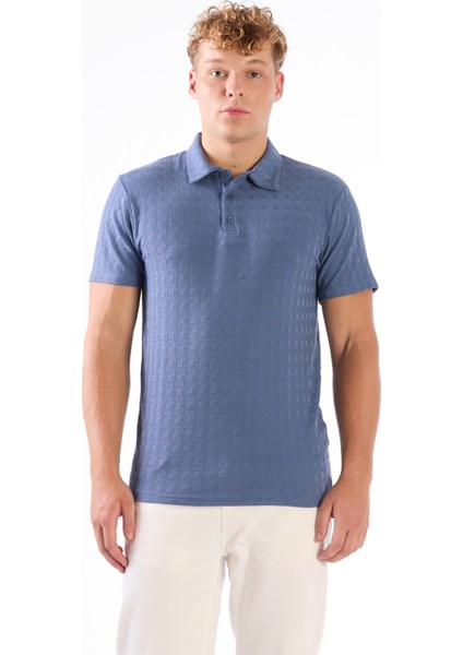 İndigo Erkek Slim Fit Jakarlı Polo Yaka T-shirt