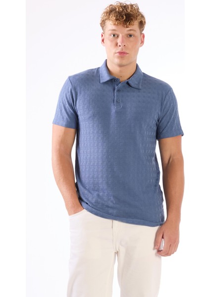 İndigo Erkek Slim Fit Jakarlı Polo Yaka T-shirt