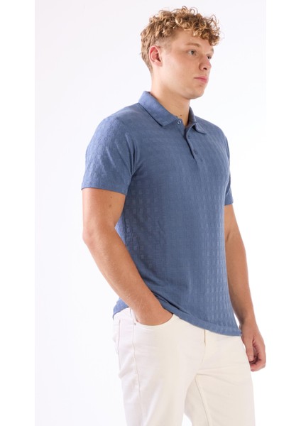 İndigo Erkek Slim Fit Jakarlı Polo Yaka T-shirt