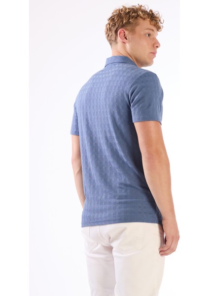 İndigo Erkek Slim Fit Jakarlı Polo Yaka T-shirt
