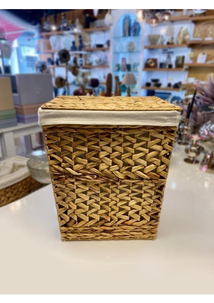 Bej Hasır Çamaşır Sepeti 39X30X48CM