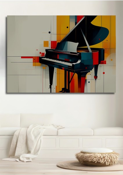 Modern Sanat Piyano Tutkusu Yağlı Boya Görünümlü Dekoratif Ahşap Ev/işyeri/ofis Kare Tablo