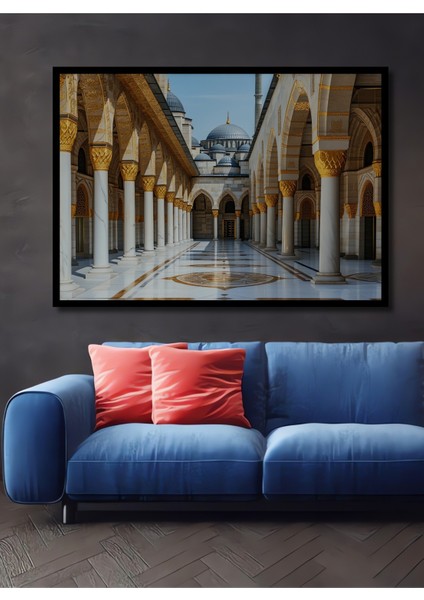 Çerçeve Görünümlü Istanbul Camii Yağlı Boya Görünümlü Dekoratif Ahşap Ev/işyeri/ofis Kare Tablo