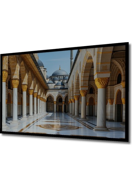 Çerçeve Görünümlü Istanbul Camii Yağlı Boya Görünümlü Dekoratif Ahşap Ev/işyeri/ofis Kare Tablo fiyatları