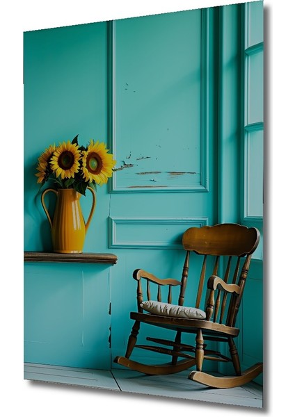 Turkuaz Rüzgarında Ayçiçeği Rüyası Yağlı Boya Görünümlü Dekoratif Ahşap Ev/işyeri/ofis Kare Tablo fiyatları