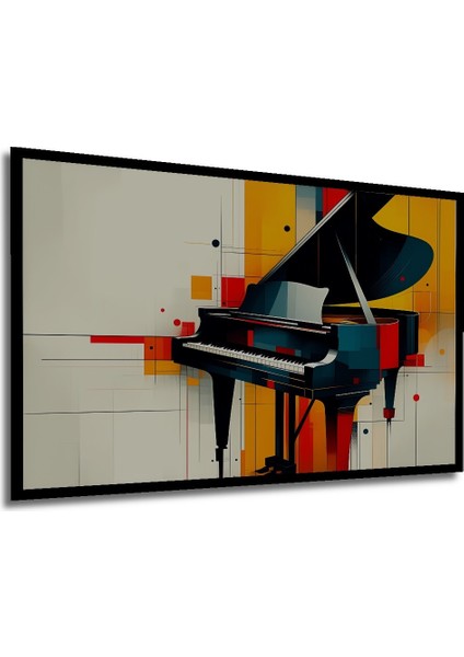 Çerçeve Görünümlü Modern Sanat Piyano Tutkusu Yağlı Boya Görünümlü Dekoratif Ahşap Ofis Kare Tablo modelleri