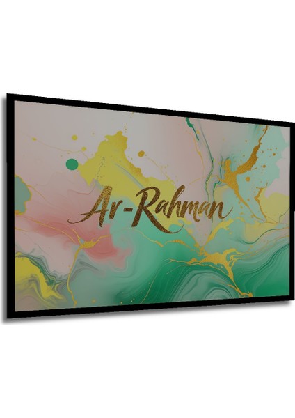 Çerçeve Görünümlü Ar Rahman Altın Parıltılı Soyut Sanat Işyeri/ofis/salon Ahşap Dekoratif Kare Tablo modelleri