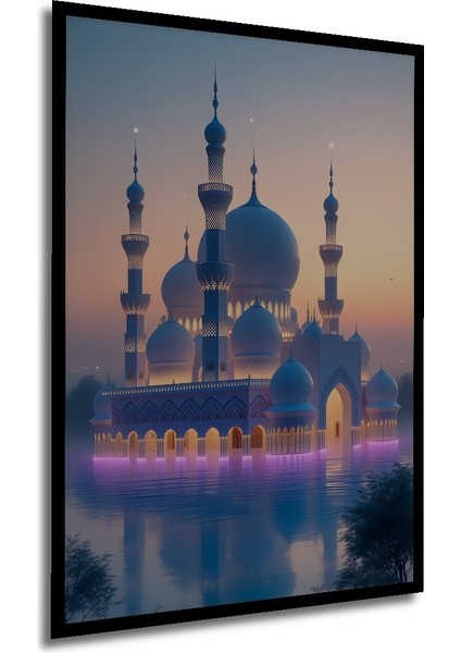 Çerçeve Görünümlü Fantastik Cami Sulu Boya Görünümlü Dekoratif Ahşap Ev/işyeri/ofis Kare Tablo modelleri