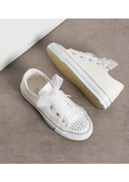 Kız Çocuk Günlük Ayakkabı Bağcıklı Dantelli Oval Tasarım 21-30 Numara fiyatları