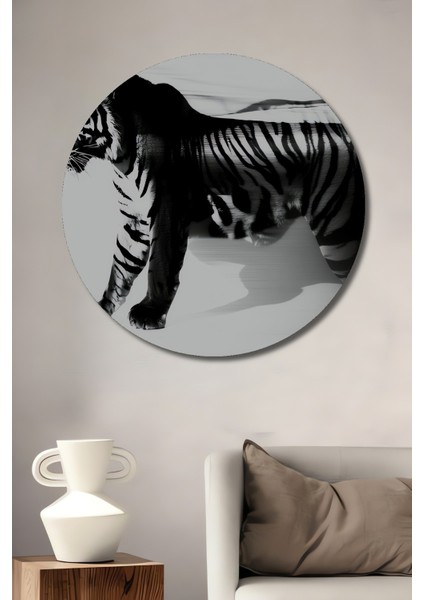 Soyut Kaplan Hızı Siyah Beyaz Dekoratif Ahşap Ev/işyeri/ofis Yuvarlak Tablo
