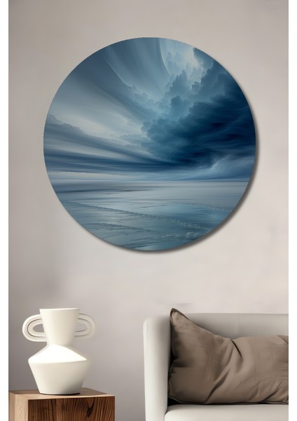 Buzul Çağı Sulu Boya Görünümlü Dekoratif Ahşap Ev/işyeri/ofis Yuvarlak Tablo