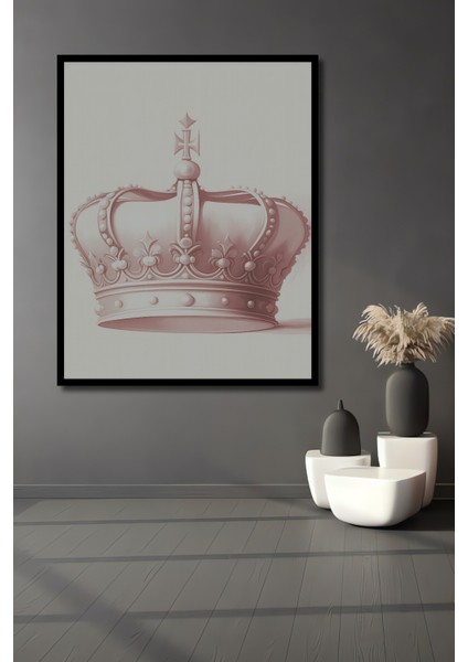 Çerçeve Görünümlü Pembe Rüya Yağlı Boya Görünümlü Taç Dekoratif Ahşap Ev/işyeri/ofis Kare Tablo