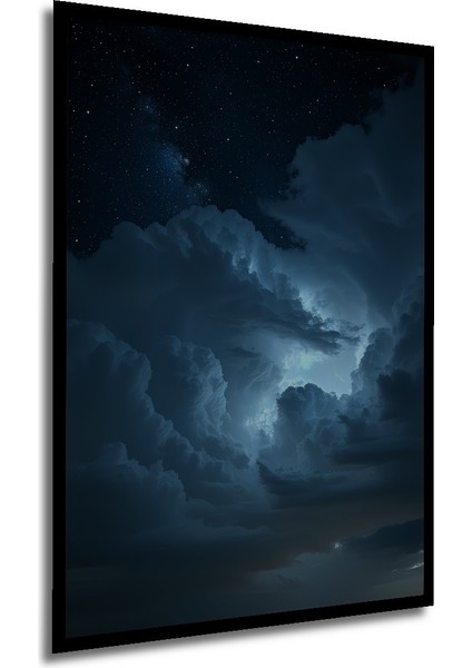 Çerçeve Görünümlü Gökyüzü Yıldızlar Yağlı Boya Görünümlü Dekoratif Ahşap Ev/işyeri/ofis Kare Tablo modelleri