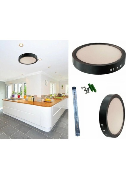 Ekim Aydınlatma Cata 30 Watt Sıva Üstü Yuvarlak Panel LED Armatür CT-5238 Alüminyum Siyah Kasa Beyaz Işık Ev Ofis Iç Mekan Için Uygundur indirimleri