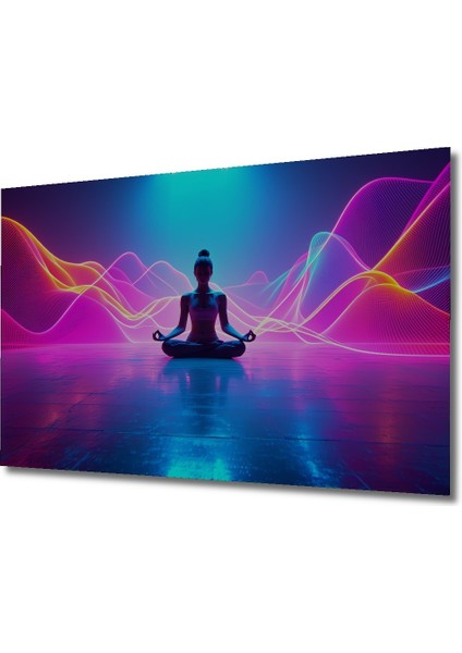 Neon Işıkları Altında Meditasyon Dekoratif Ahşap Ev/işyeri/ofis Kare Tablo fiyatları