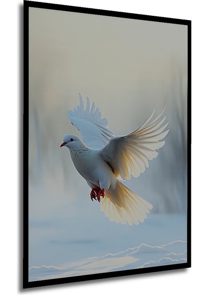 Çerçeve Görünümlü Beyaz Güvercin Yağlı Boya Görünümlü Dekoratif Ahşap Ev/işyeri/ofis Kare Tablo modelleri