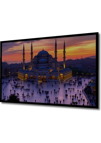 Çerçeve Görünümlü Istanbul Sultanahmet Camii Yağlı Boya Görünümlü Dekoratif Ahşap Ofis Kare Tablo fiyatları