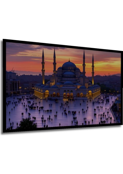 Çerçeve Görünümlü Istanbul Sultanahmet Camii Yağlı Boya Görünümlü Dekoratif Ahşap Ofis Kare Tablo modelleri