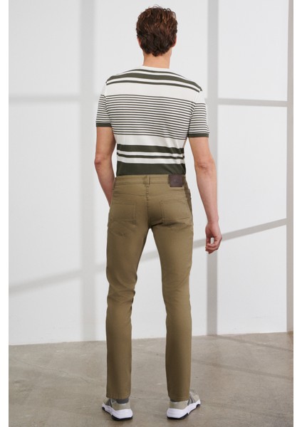 Erkek Yeşil Slim Fit Dar Kesim Pamuklu 5 Cep Esnek Rahat Pantolon indirimleri