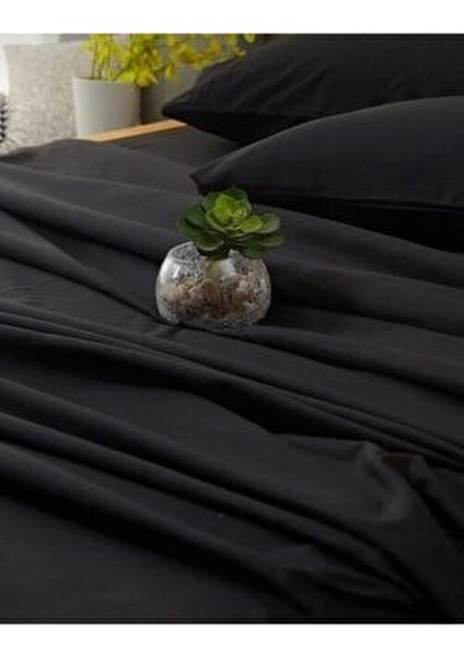 Tek Kişilik Lastikli Çarşaf Takımı Siyah 100x200 cm ve 50x70 cm Yastık Kılıfı fiyatları