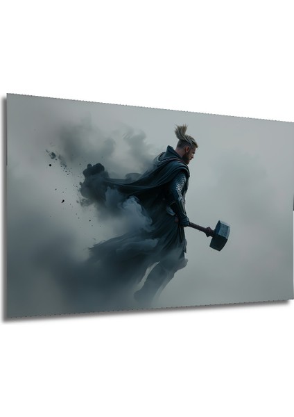 Thor Destansı Çekiç Yağlı Boya Görünümlü Dekoratif Ahşap Ev/işyeri/ofis Kare Tablo modelleri