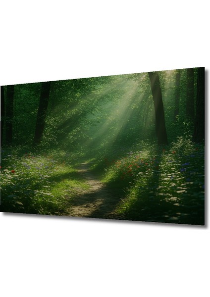 Orman Ihtişamlı Yeşil Yollar Yağlı Boya Görünümlü Dekoratif Ahşap Ev/işyeri/ofis Kare Tablo fiyatları