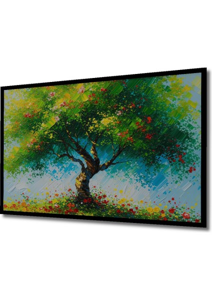 Çerçeve Görünümlü Yağlı Boya Görünümlü Bahar Ağacı Dekoratif Ahşap Ev/işyeri/ofis Kare Tablo fiyatları