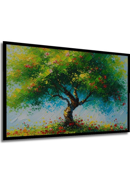 Çerçeve Görünümlü Yağlı Boya Görünümlü Bahar Ağacı Dekoratif Ahşap Ev/işyeri/ofis Kare Tablo modelleri