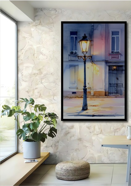 Çerçeve Görünümlü Paris Işıkları Sulu Boya Görünümlü Dekoratif Ahşap Ev/işyeri/ofis Kare Tablo