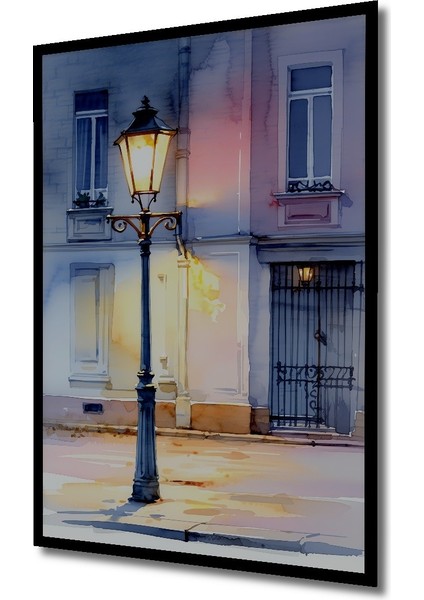 Çerçeve Görünümlü Paris Işıkları Sulu Boya Görünümlü Dekoratif Ahşap Ev/işyeri/ofis Kare Tablo fiyatları