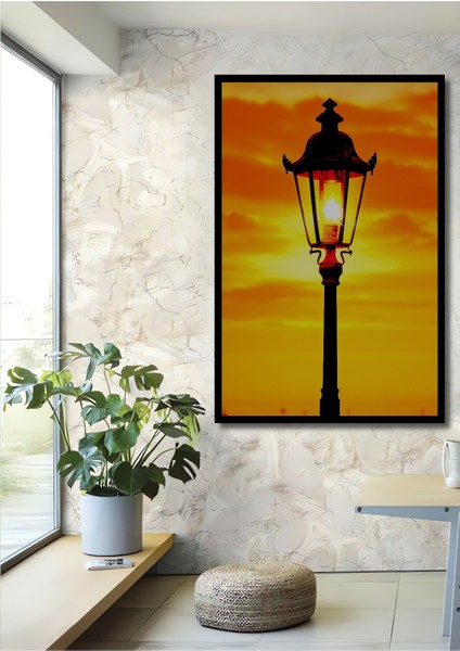 Çerçeve Görünümlü Altın Işık Huzmesi Yağlı Boya Görünümlü Dekoratif Ahşap Ev/işyeri/ofis Kare Tablo