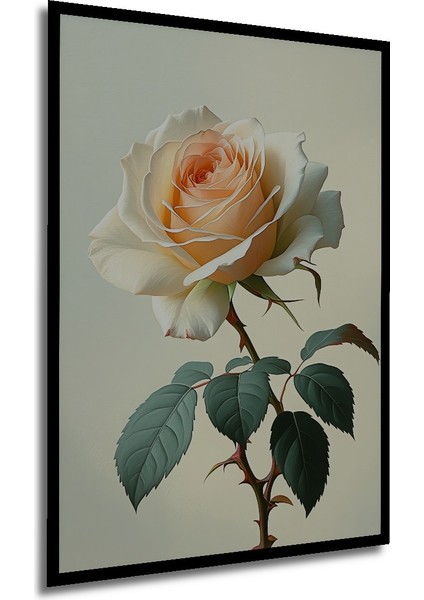 Çerçeve Görünümlü Pastel Tonlarda Zarif Gül Yağlı Boya Görünümlü Dekoratif Ahşap Ofis Kare Tablo modelleri