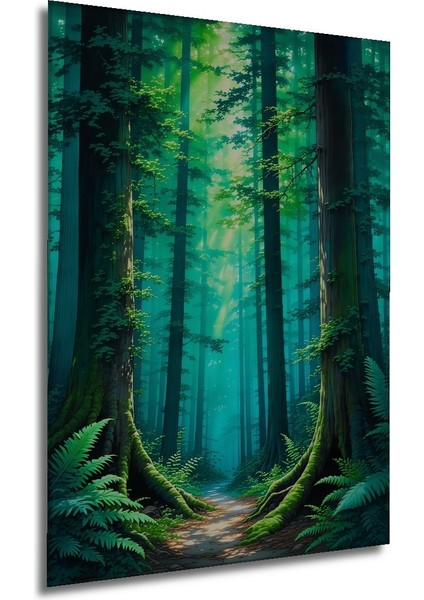 Yeşil Orman Rüyası Yağlı Boya Görünümlü Dekoratif Ahşap Ev/işyeri/ofis Kare Tablo modelleri