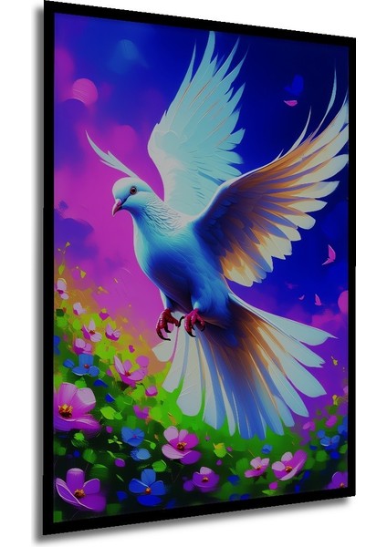 Çerçeve Görünümlü Uçan Güvercin Yağlı Boya Görünümlü Dekoratif Ahşap Ev/işyeri/ofis Kare Tablo modelleri