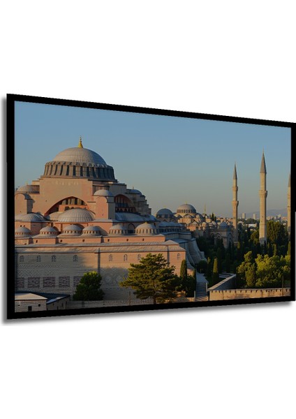 Çerçeve Görünümlü Süleymaniye Cami Muhteşem Gün Batımı Yağlı Boya Görünümlü Ahşap Ofis Kare Tablo modelleri