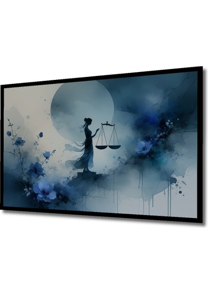Çerçeve Görünümlü Adalet Terazisi Sulu Boya Görünümlü Dekoratif Ahşap Ev/işyeri/ofis Kare Tablo fiyatları
