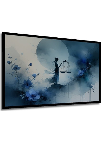 Çerçeve Görünümlü Adalet Terazisi Sulu Boya Görünümlü Dekoratif Ahşap Ev/işyeri/ofis Kare Tablo modelleri