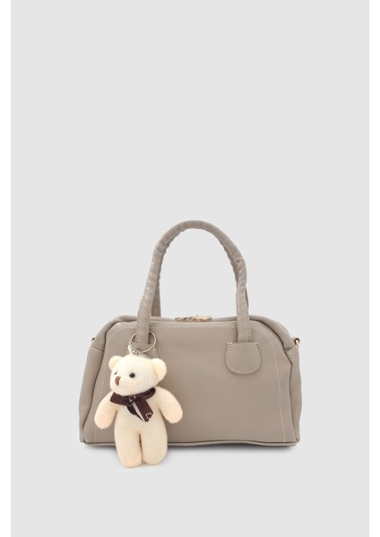 Suera Ayıcık Charmlı Günlük Mini Tote Çapraz Askılı El ve Kol Çantası Vizon