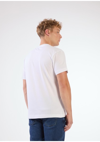 Beyaz Erkek Regular Fit Baskılı Casual O Yaka T-shirt