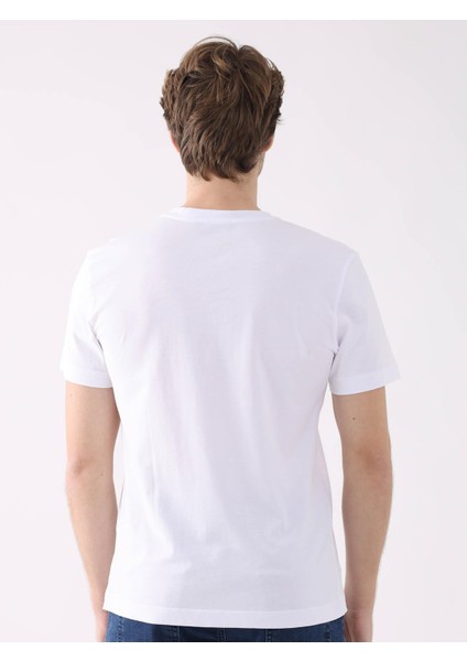 Beyaz Erkek Regular Fit Baskılı Casual O Yaka T-shirt