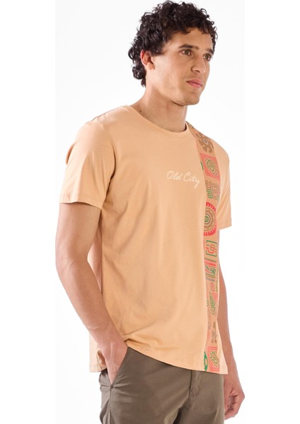 Vizon Erkek Slim Fit Desenli O Yaka T-shirt