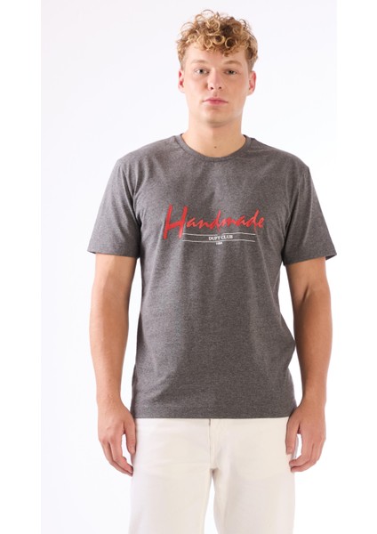 Antrasit Melanj Erkek Regular Fit O Yaka Tshirt